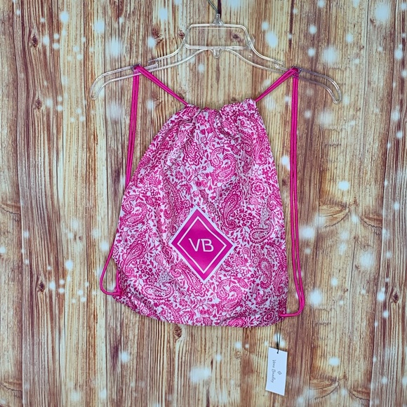 Vera Bradley Eden Pink Paisley Drawstring Backpack NWT - Picture 2 of 5